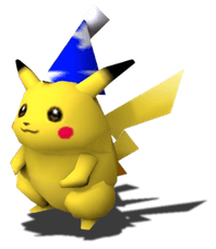 pikachu wearing a party hat