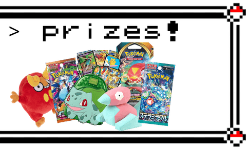 prizes! pokemon booster packs, decks and plushies